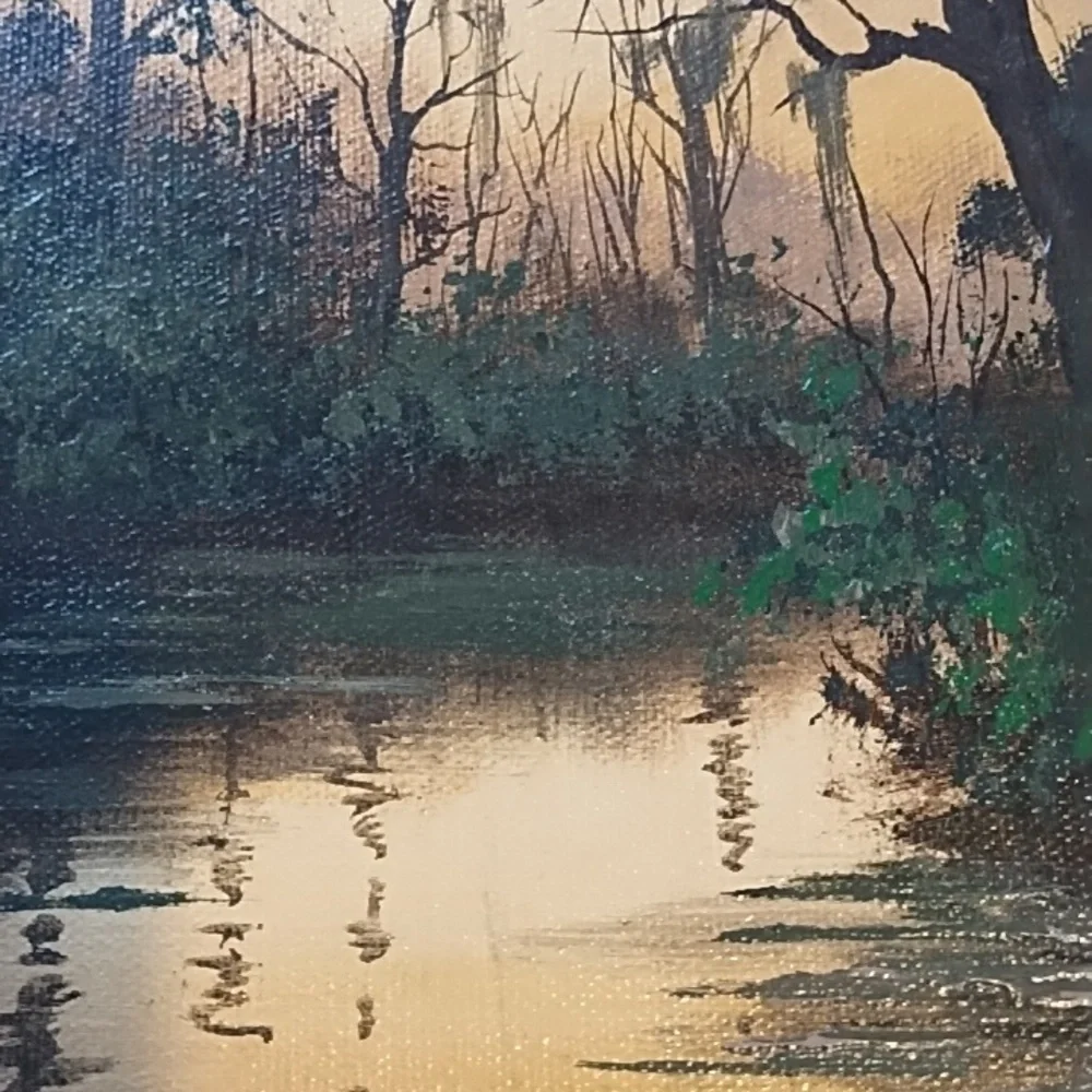Serene Landscape Canvas Art in Green and Brown - Picture 6 of 9
